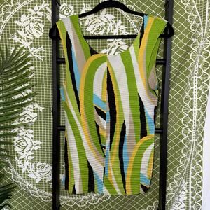 Ashley Stewart Abstract Geometric Plissé Crinkle Tank Top - Plus Size 12W